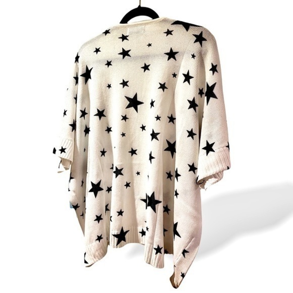 NWT Star Print Kimono Knit Sweater Dolman Sleeve Open Cardigan White M - Picture 7 of 16